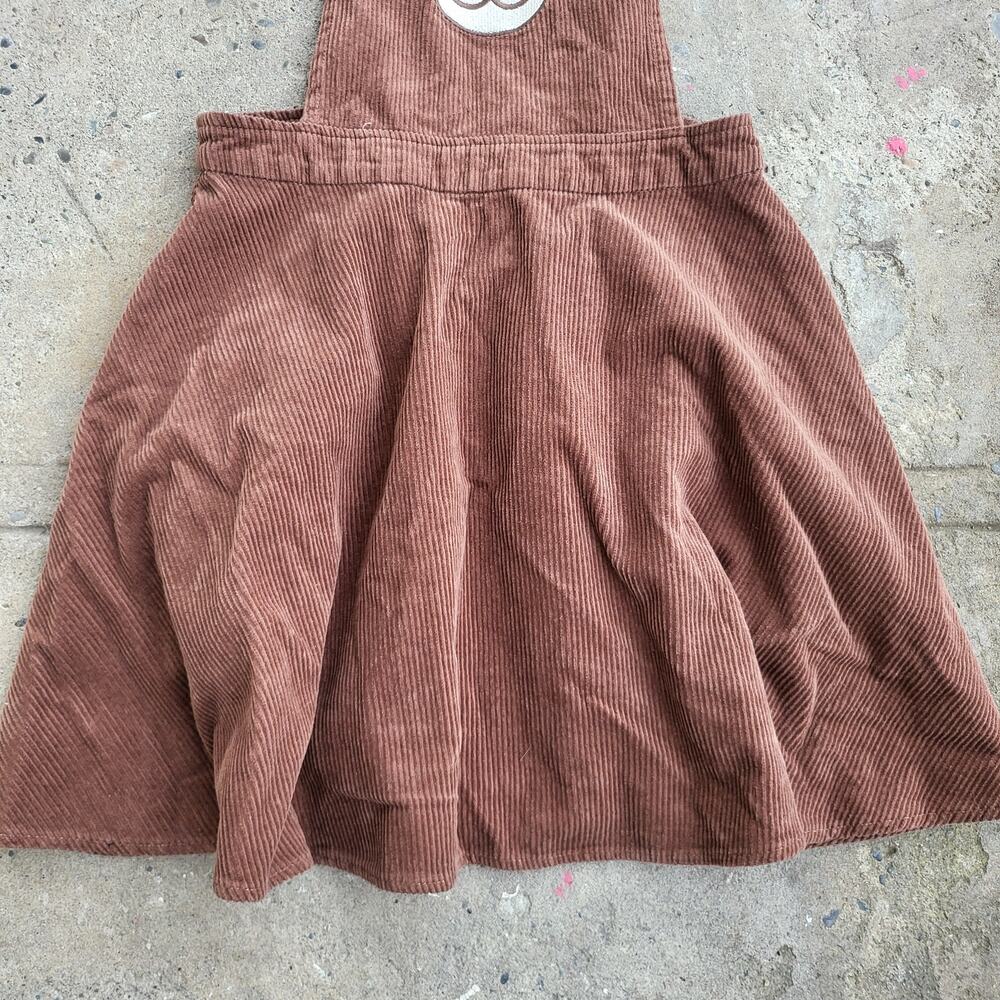 Hot Topic Teddy Bear Corduroy Overalls Dress Size XS Brown Skirtall Pinafore - Picture 3 of 10